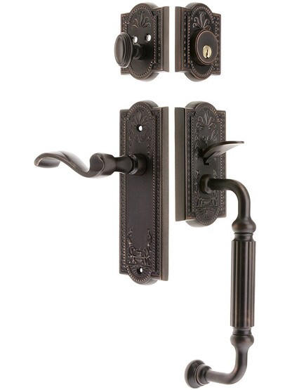 Parthenon Entry Lock Set in Oil-Rubbed Bronze Finish with Right-Handed Portofino Lever and